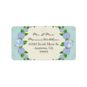Étiquette Blue Hydrangea dentelle Floral Formal Élégant Entr
