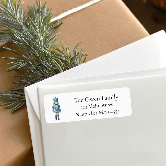 Étiquette Blue Nutcracker Christmas Adresse de retour (Blue Nutcracker Christmas return address labels
)