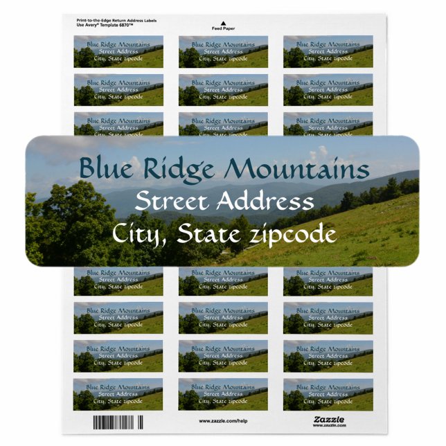 Étiquette Blue Ridge Mountains Photographic Return Address (Créateur téléchargé)