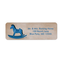 Blue Rocking Horse Baby Boy Personnalisé