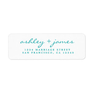 Étiquette Blue Script Elegant Mariage Adresse de retour