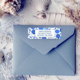 Étiquette Blue Seashells Beach CUSTOM Retourner Adresse Mail