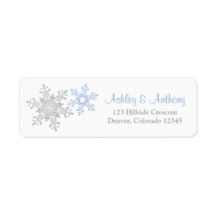 Étiquette Blue Silver Snowflake Allocution de mariage hivern