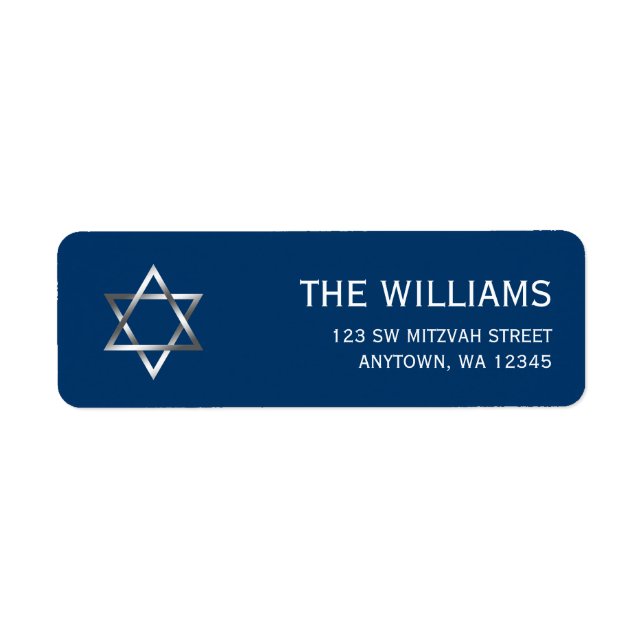 Étiquette Blue Silver Star de David Bar Mitzvah (Devant)
