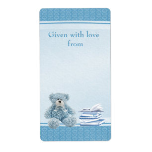 Étiquette Blue Teddy Apportez un livre Baby shower plaques d