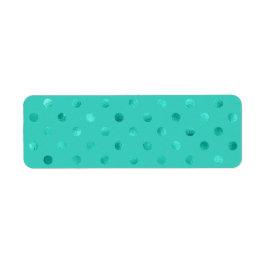 Étiquette Blue Turquoise Métallurgique Faux Foil Polka Dot A