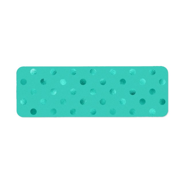 Étiquette Blue Turquoise Métallurgique Faux Foil Polka Dot A (Devant)
