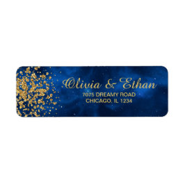 Étiquette Blue Universe with Gold Confetti