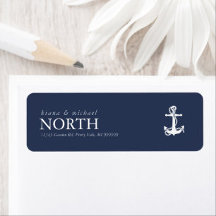 Étiquette Blue Wave Ancre Mariage Wht/Navy ID836