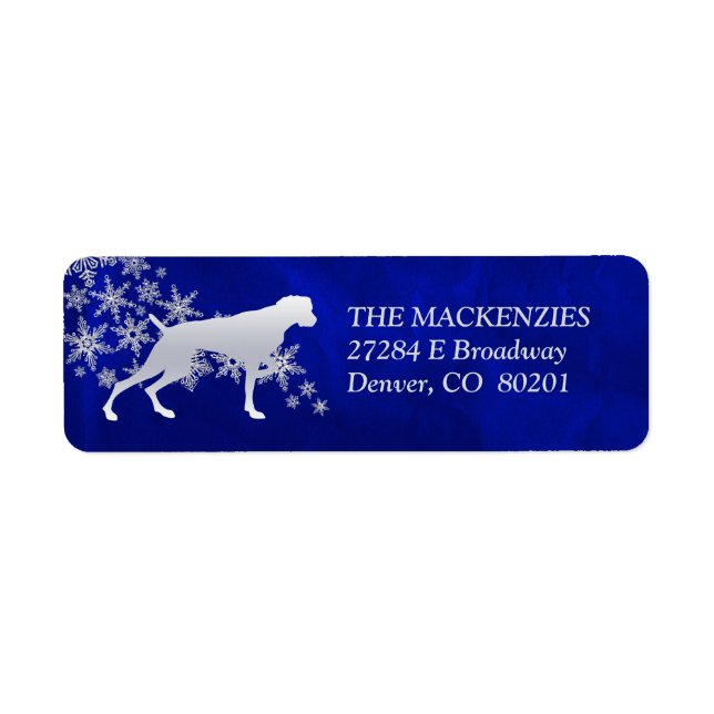 Étiquette Blue Winter Weimaraner Adresse de retour (Devant)