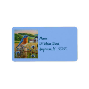 Étiquette Bluebird Cornflowers Summer Farm Waterart