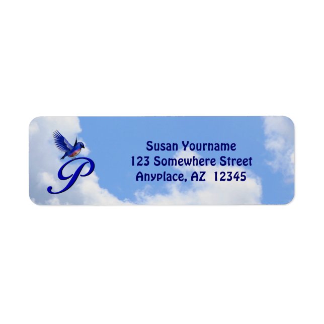 Étiquette Bluebird Elegant Monogram Initial P Return Address (Devant)