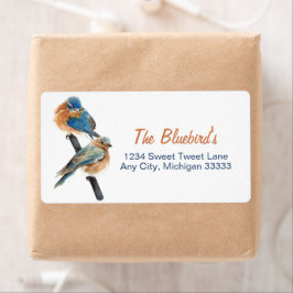 Étiquette Bluebirds Couple Aquarelle Art