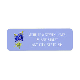 Étiquette Bluebonnets du Texas sur le bleu ardoise, mariage