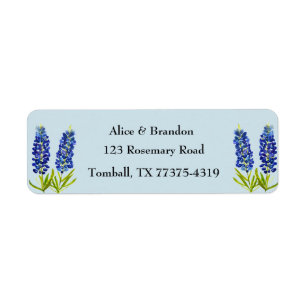 Étiquette Bluebonnets Texas State Flowers Lupine Blue