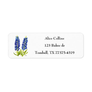 Étiquette Bluebonnets Texas State Flowers Lupine Watercolor