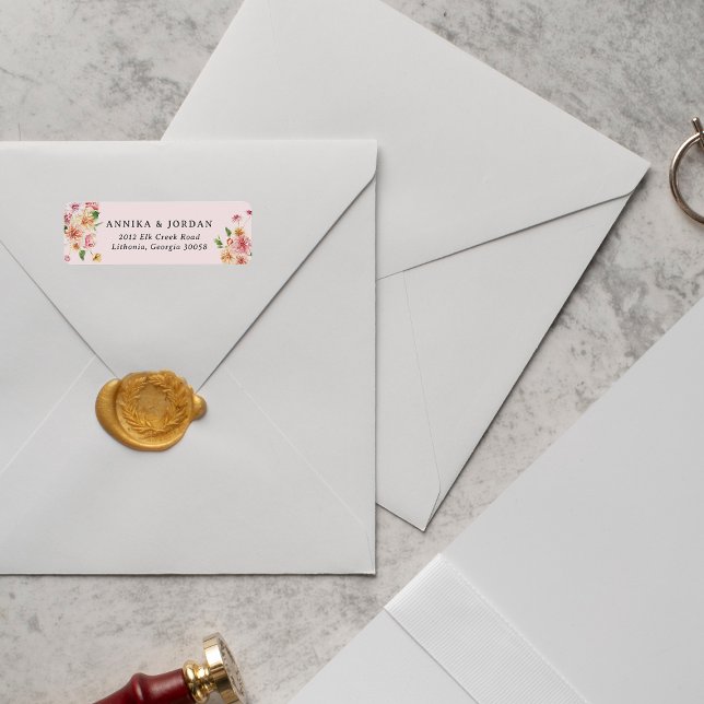 Étiquette Blush Garden Blooms | Botanical Return Address (Créateur téléchargé)