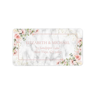 Étiquette Blush Gold Greenery Dusty rose Floral Adresse