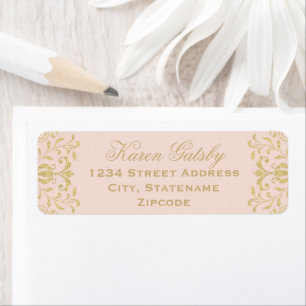 Étiquette Blush Gold Vintage Glamor Mariage Adresse de retou