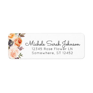 Étiquette Blush & Peach Rustic Floral Adresse de retour