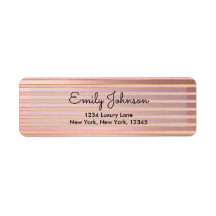 Étiquette Blush Pink and Rose Gold Foil with Stripes