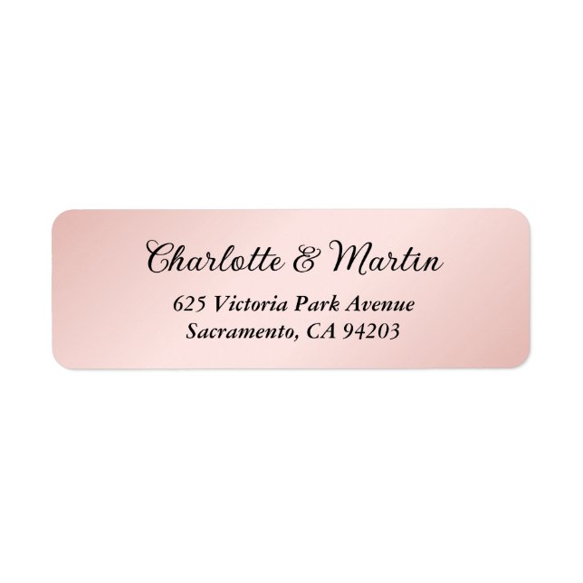 Étiquette Blush Pink Black Elegant Wedding Adresse de retour (Devant)