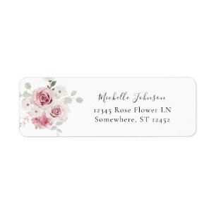 Étiquette Blush Pink Floral & Eucalyptus Retour Adresse 2