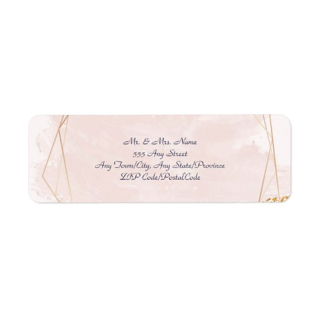 Étiquette Blush Pink, Gold et Navy, Mariage Adresse de retou (Devant)