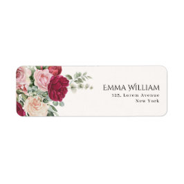 Étiquette Blush Pink Marsala Floral Mariage Adresse de retou