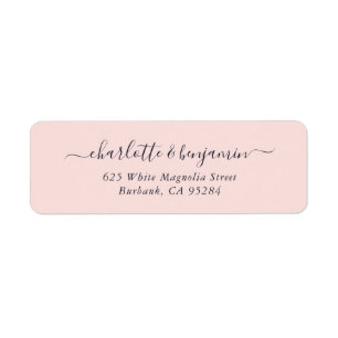 Étiquette Blush Pink Navy Blue Modern Mariage Adresse de ret