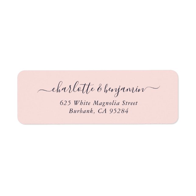 Étiquette Blush Pink Navy Blue Modern Mariage Adresse de ret (Devant)