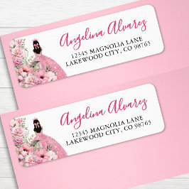 Étiquette Blush Pink Quinceanera Return Address