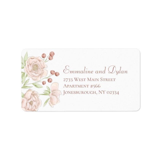Étiquette Blush Pink Rose Wedding Address Labels (Devant)