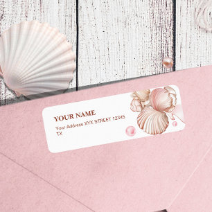 Étiquette Blush rose Chic Côté Mer Bleu Coquillage