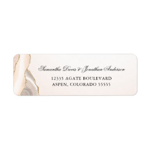 Étiquette Blush Rose et Agate Dorée Écriture Adresse de Reto
