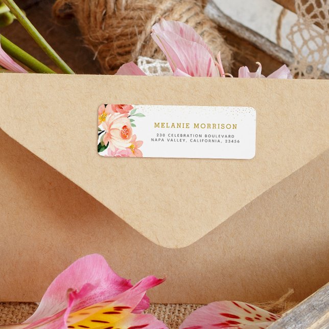 Étiquette Blush rose Floral Adresse de retour (Return Address Label Mock-up)