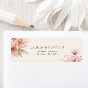 Étiquette Blush Rose Floral Élégant mariage Adresse de retou