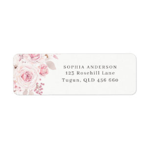 Étiquette Blush rose Floral Mariage Adresse d'anniversaire