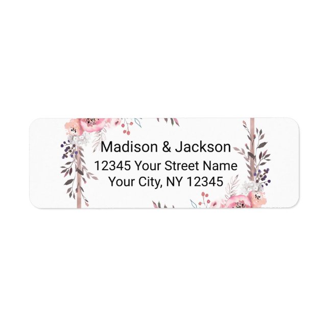 Étiquette Blush & Rose Gold encadré Mariage Adresse de retou (Devant)