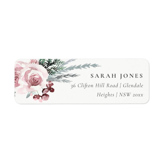 ÉTIQUETTE BLUSH ROSE ROSE HOLLY BERRY ADRESSE DU NOUVEL AN (Devant)