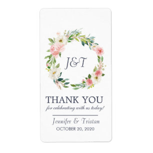 Étiquette Blusing Marine Rose Blush Floral Mariage Merci