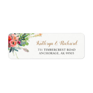 Étiquette Bohême Pays Fleurs Flèche Mariage Adresse