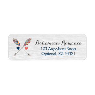 Étiquette Bohemian Arrows Rustic Wood Boho Adresse de retour
