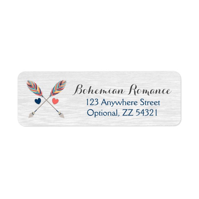Étiquette Bohemian Arrows Rustic Wood Boho Adresse de retour (Devant)