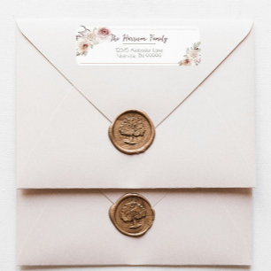 Étiquette Bohemian Rose Mariage Adresse de retour