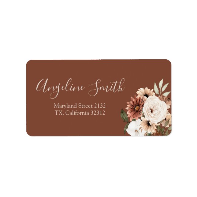 Étiquette Boho Arch Terracota Floral Baby shower Adresse (Devant)