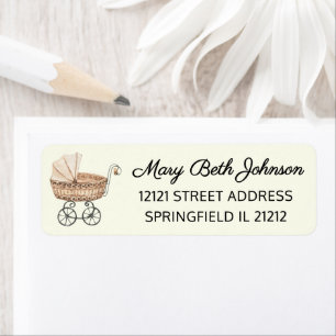 Étiquette Boho Baby shower Wicker Baby Buggy Adresse de reto