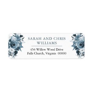 Étiquette Boho Blue Watercolor Floral Adresse de retour