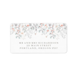 Étiquette Boho Botanique Rustique Mariage en Coral et Grey