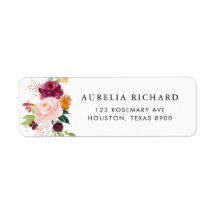 Boho Bourgogne Aquarelle Autumn Flowers Mariage